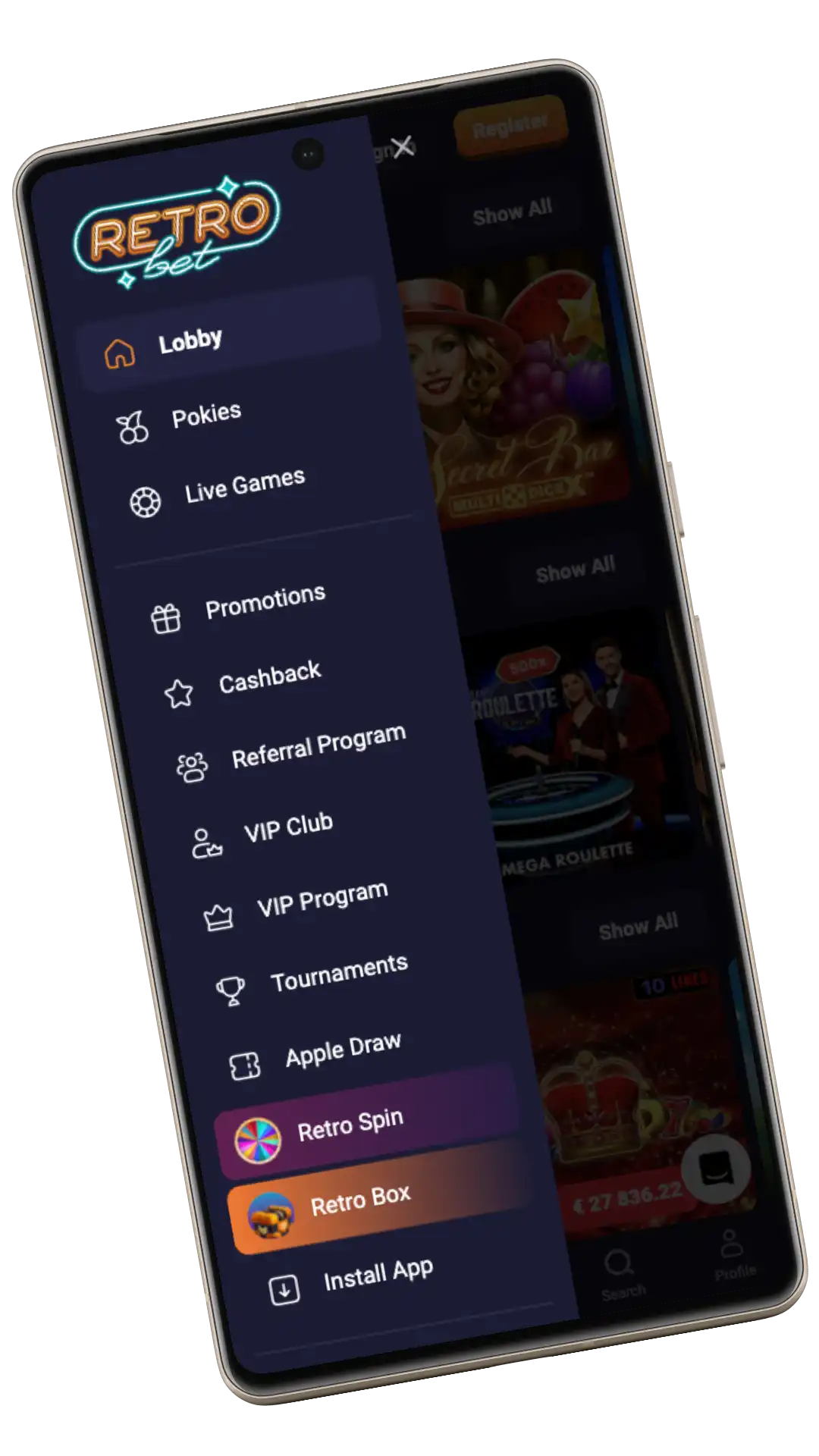 RetroBet Casino Mobile App